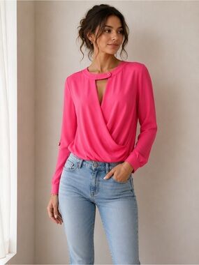 Ro & De Pink Peekaboo Blouse XS